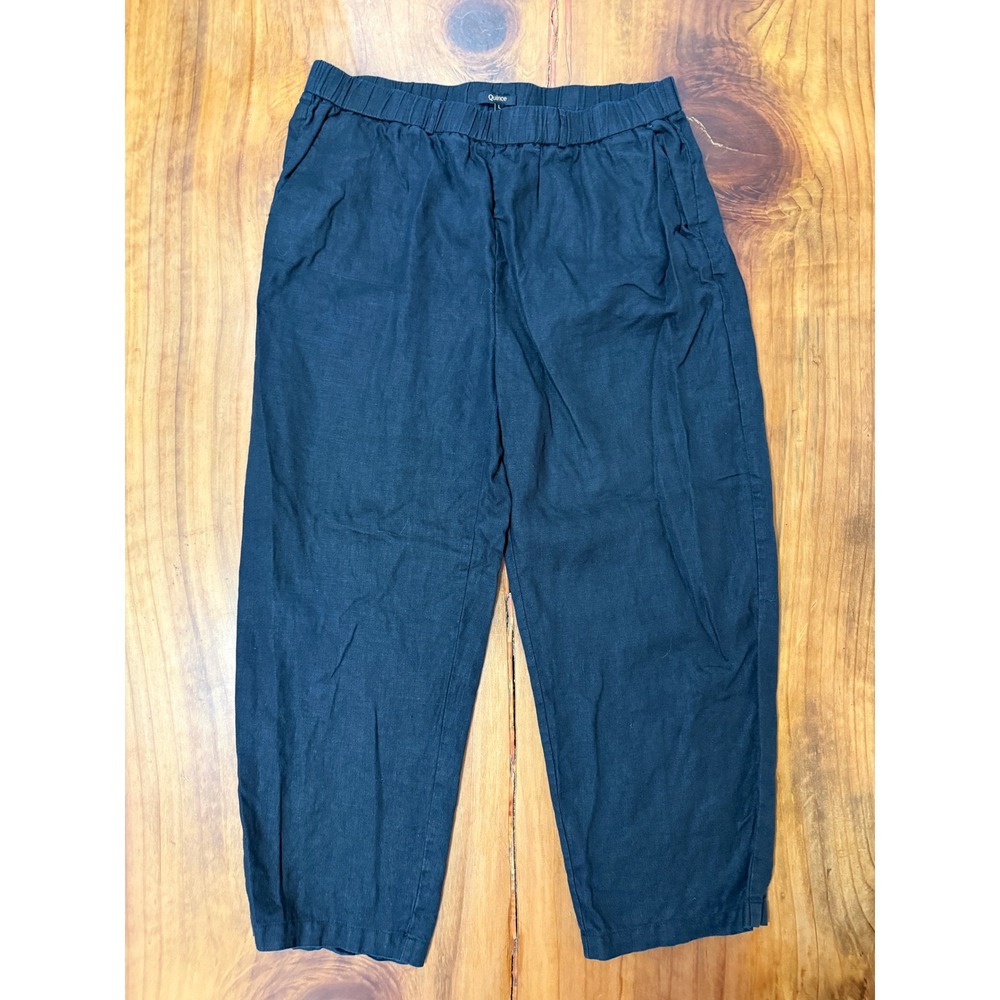 Quince Women's Pants Large Pull on Elastic Linen Beach Casual Career G3-10